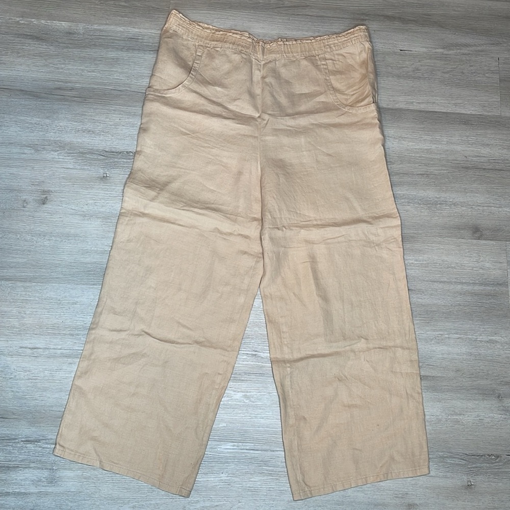 Rafaella 100% Linen Wide Leg Pants Size Large